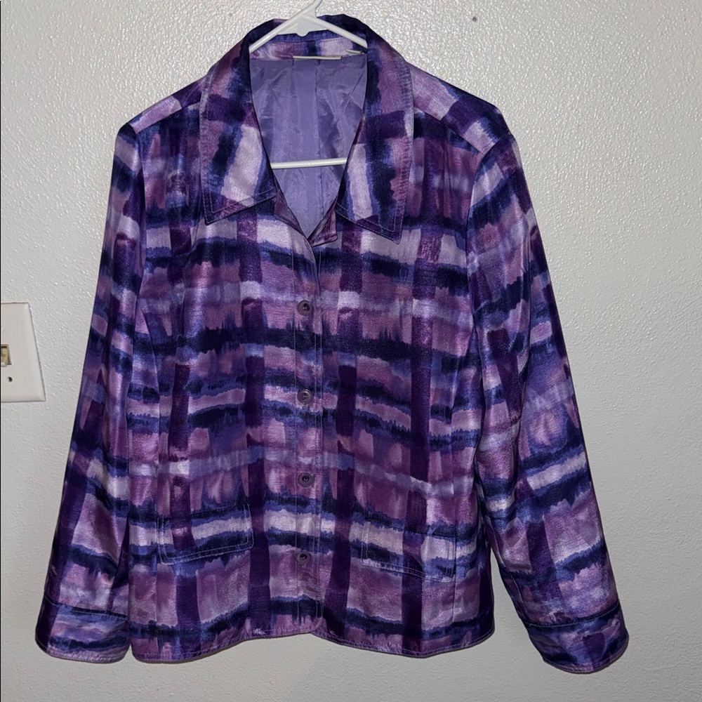 Susan Graver Purple Plaid Blazer